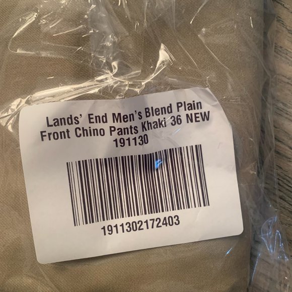 NWT LANDS' END MEN'S BLEND PLAIN FRONT CHINO PANTS KHAKI 36 - Picture 6 of 7